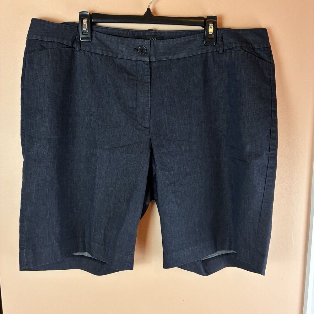 Talbots Dark Blue Chambray High-Rise 10" Inseam Bermuda Shorts Women's Size 18W